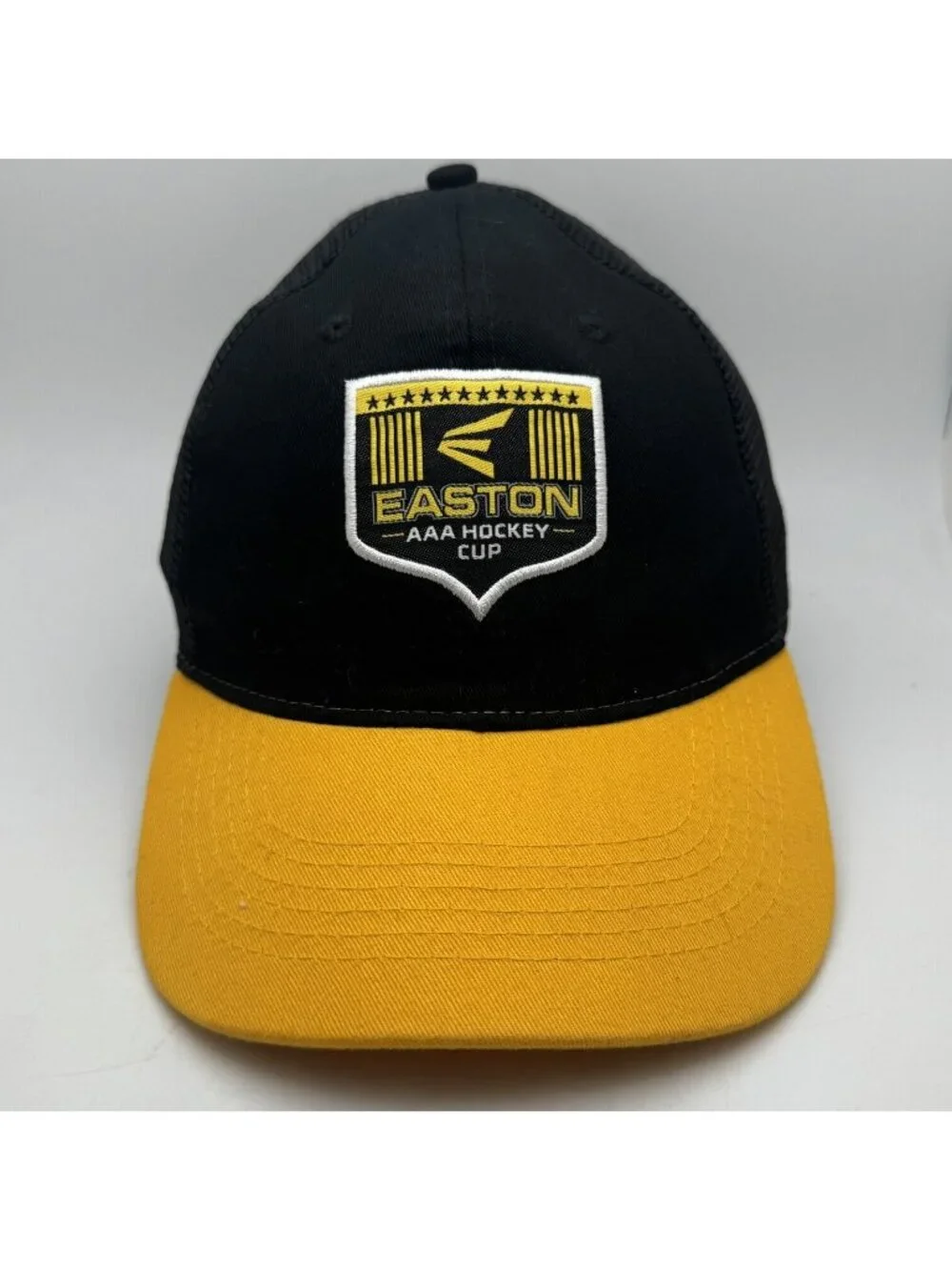 Easton AAA Hockey Cup Trucker Hat Black Yellow Adjustable Cap Showcase Apparel